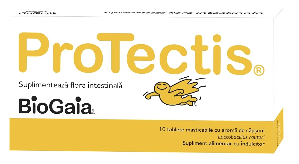 Protectis aroma de capsuni, 10 tablete masticabile, BioGaia