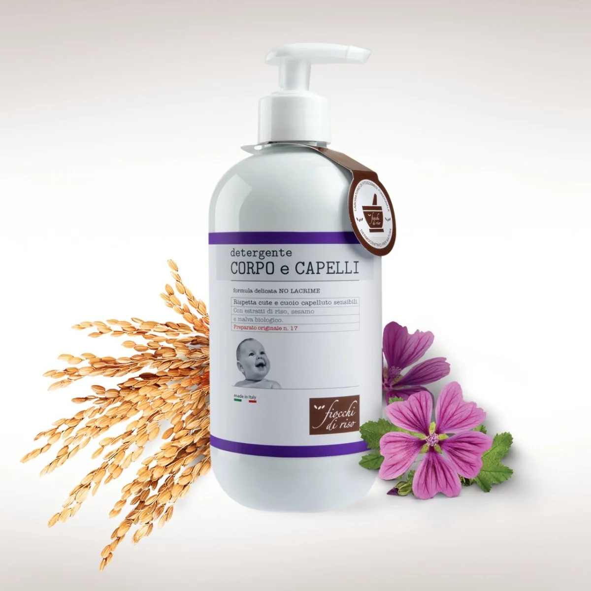 Gel de curatare pentru corp si par cu extract de vanilie 0 luni+, 400ml, Fiocchi di Riso