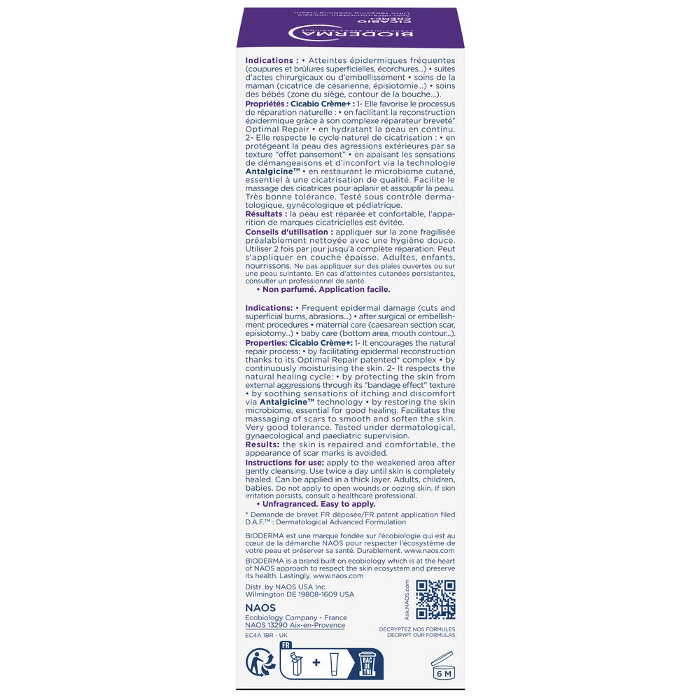 Crema+ reparatoare Cicabio, 40ml, Bioderma
