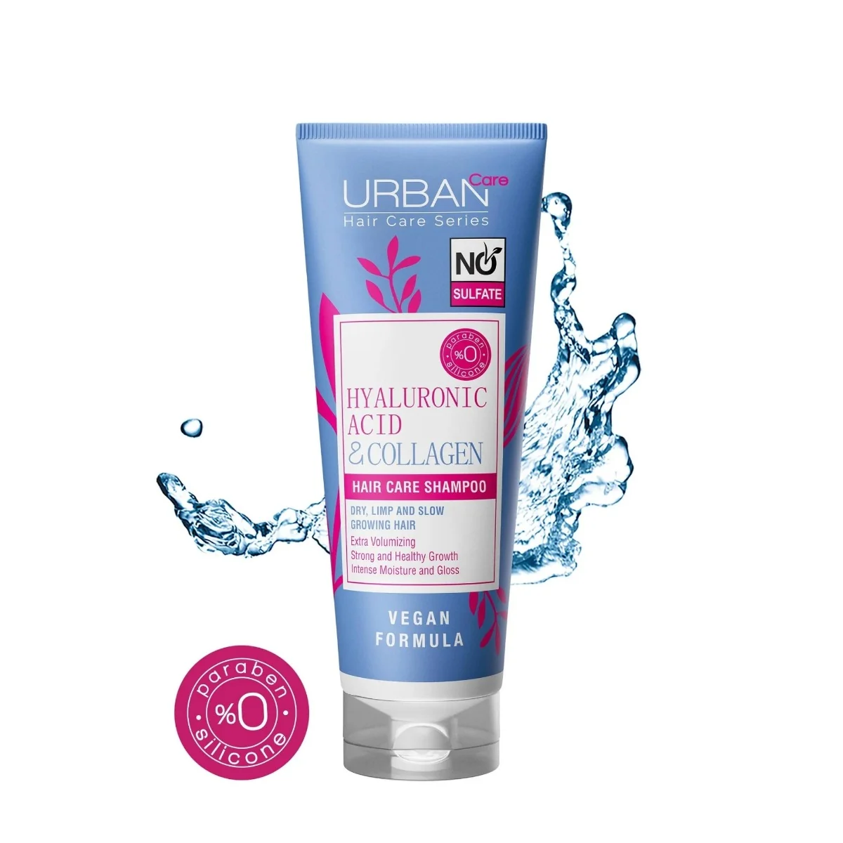 Sampon fara sulfati cu Acid Hialuronic si Colagen, 250ml, Urban Care