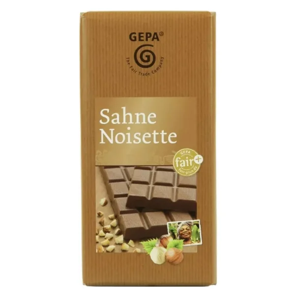 Ciocolata bio cu frisca si alune, 100g, Gepa