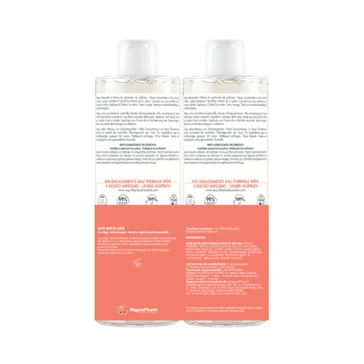 Pachet Apa micelara demachianta, 2 x 400ml, Avene