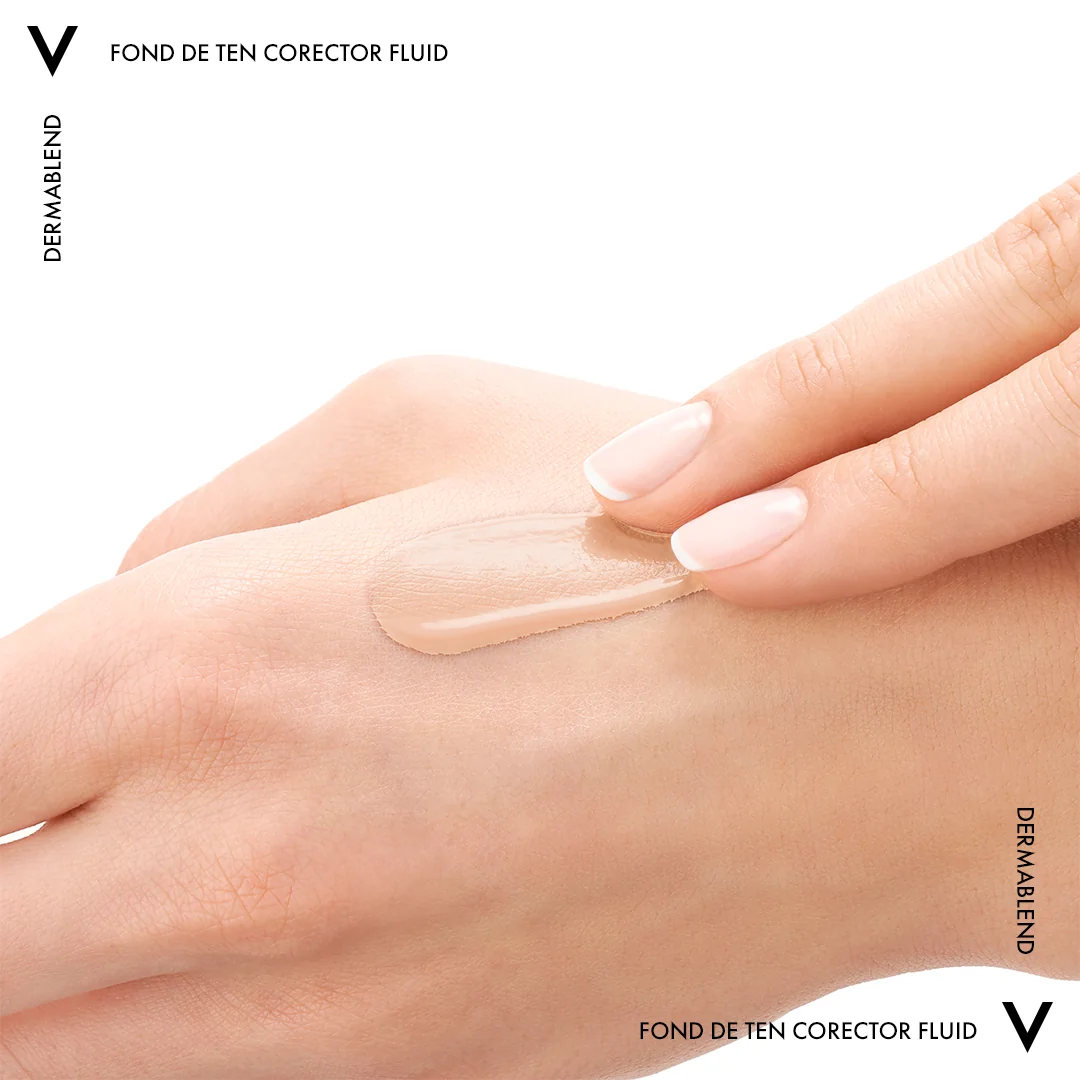 Fond de ten corector fluid rezistenta 16h SPF28 ten normal sau uscat Dermablend 20, 30ml, Vichy