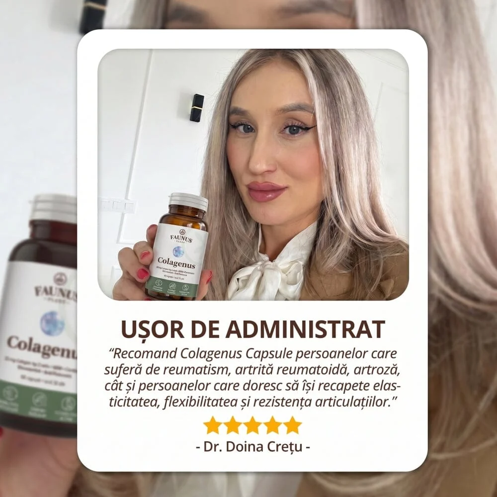 Colagen tip II pentru articulatii oase piele par Colagenus, 60 capsule, Faunus Plant