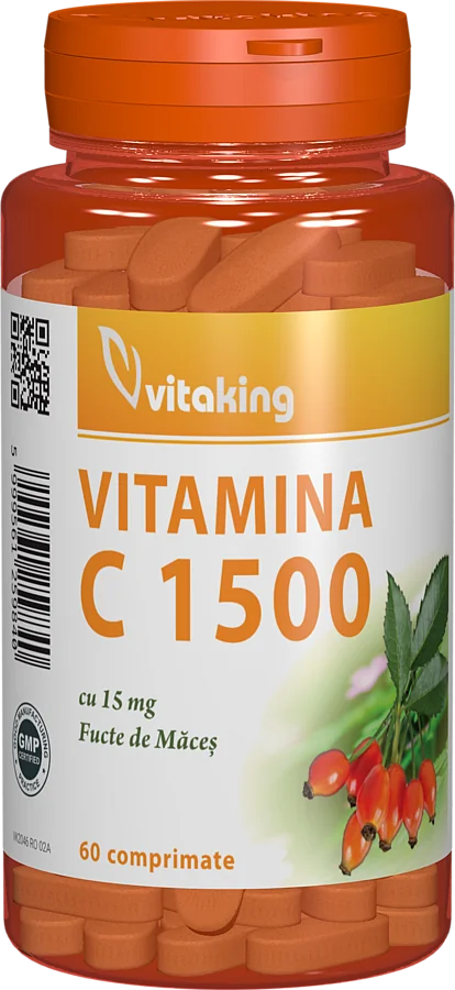 Vitamina C 1500mg cu macese, 60 comprimate, Vitaking