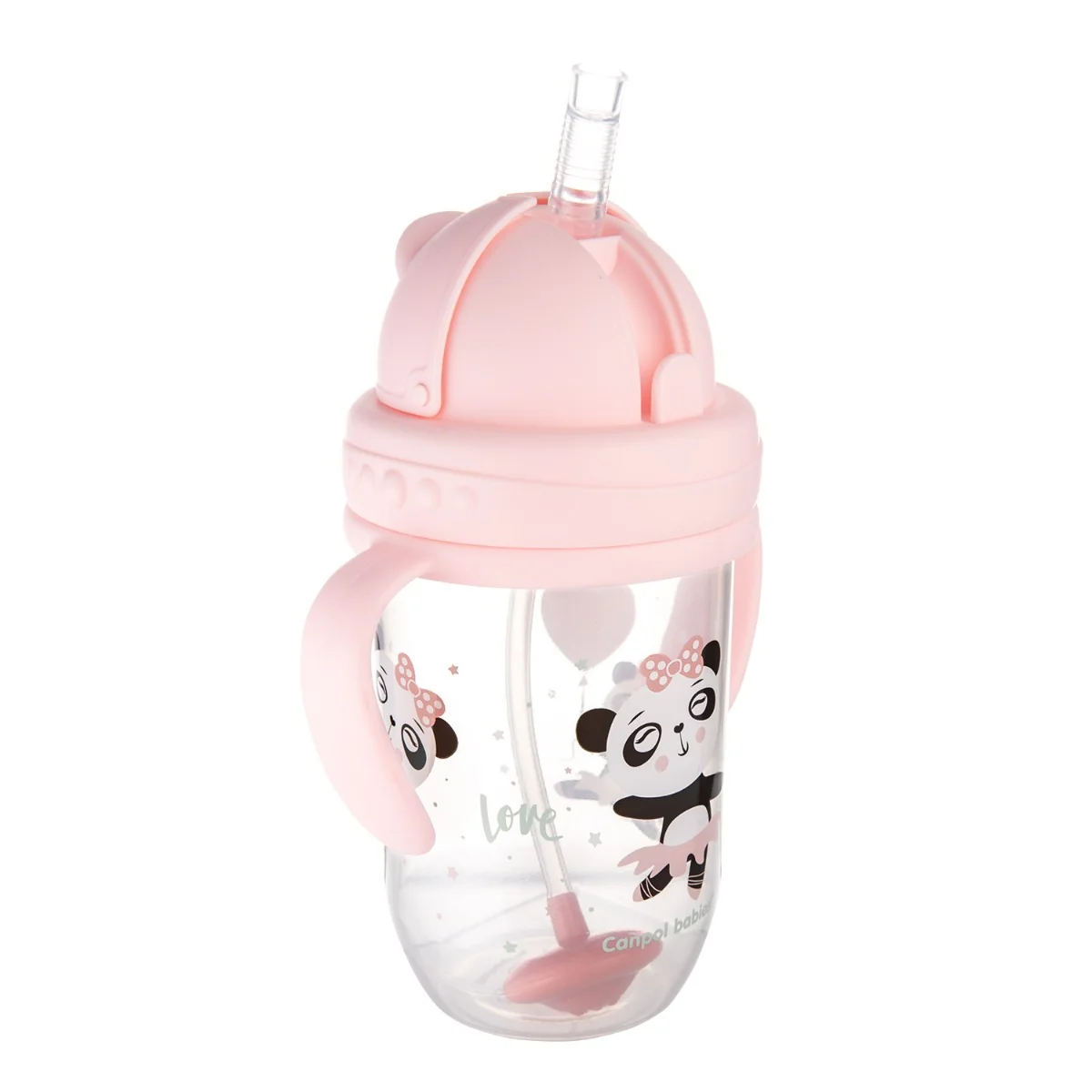 Cana anti-vasare cu pai Model Exotic 56/606_PIN, 270ml, Canpol babies