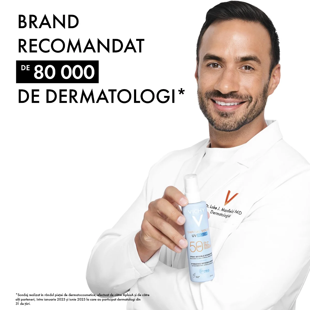 Spray hidratant pentru fata si corp SPF50 Capital Soleil UV AQUA, 200ml, Vichy