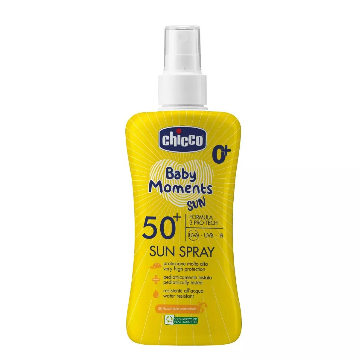 Spray protectie solara Baby Moments SPF 50+ de la 0 luni+, 150ml, Chicco 