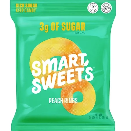 Prebiotice inele gumate cu aroma de piersica, 50g, SmartSweets