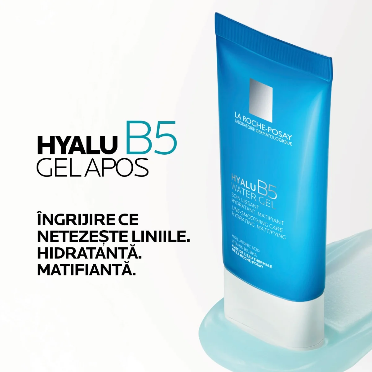 Gel apos matifiant cu Acid Hialuronic Hyalu B5 Matte Gel, 40ml, La Roche-Posay