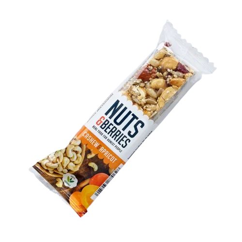 Baton crocant ECO cu nuci, caju si caise, 30g, Nuts & Berries