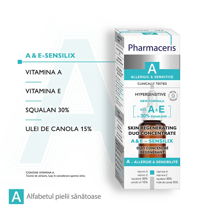 Ser concentrat cu vitamina A si E Duo-Sensilix A, 30ml, Pharmaceris
