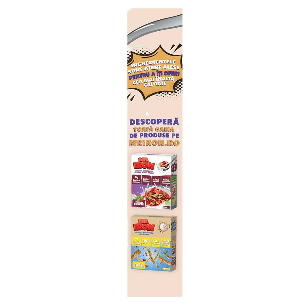 Cereale cu 30% proteina fara zahar low-carb gluten free si vegane Ciocolata, 250g, Mr. Iron