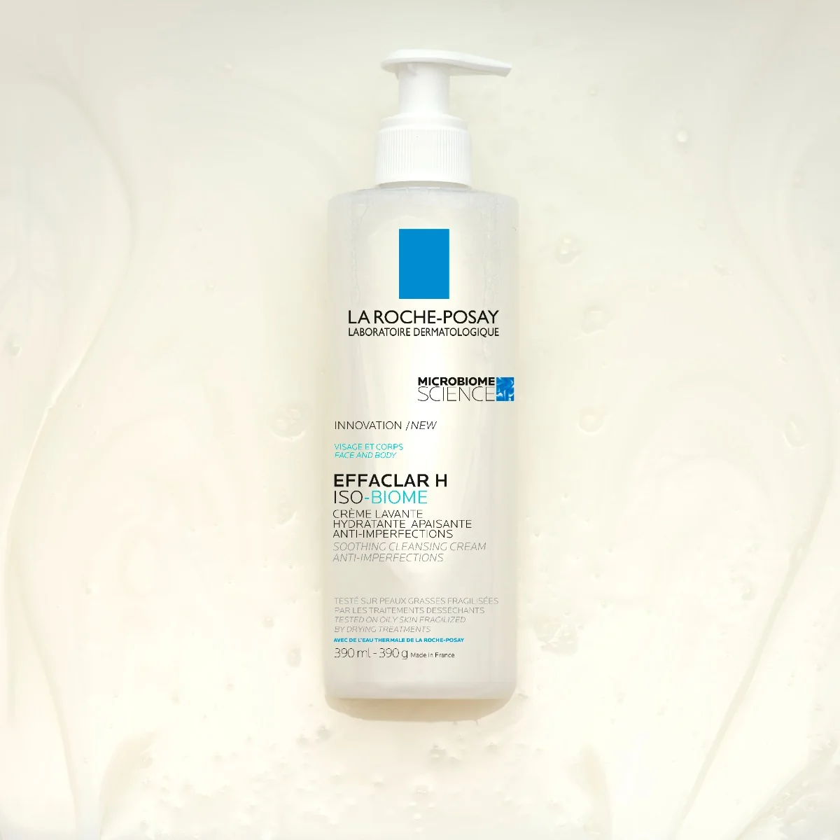 Crema hidratanta de spalare pentru pielea grasa si fragilizata Effaclar H Iso-Biome, 390ml, La Roche-Posay