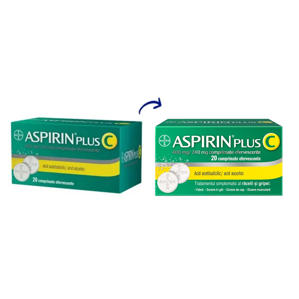 Aspirin Plus C, 20 comprimate efervescente, Bayer 