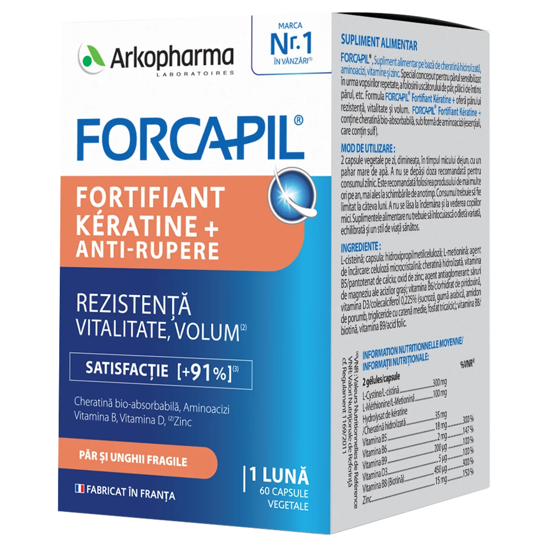 Forcapil Fortifiant Keratine+, 60 capsule