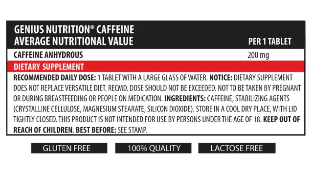 Caffeine, 90 tablete, Genius Nutrition