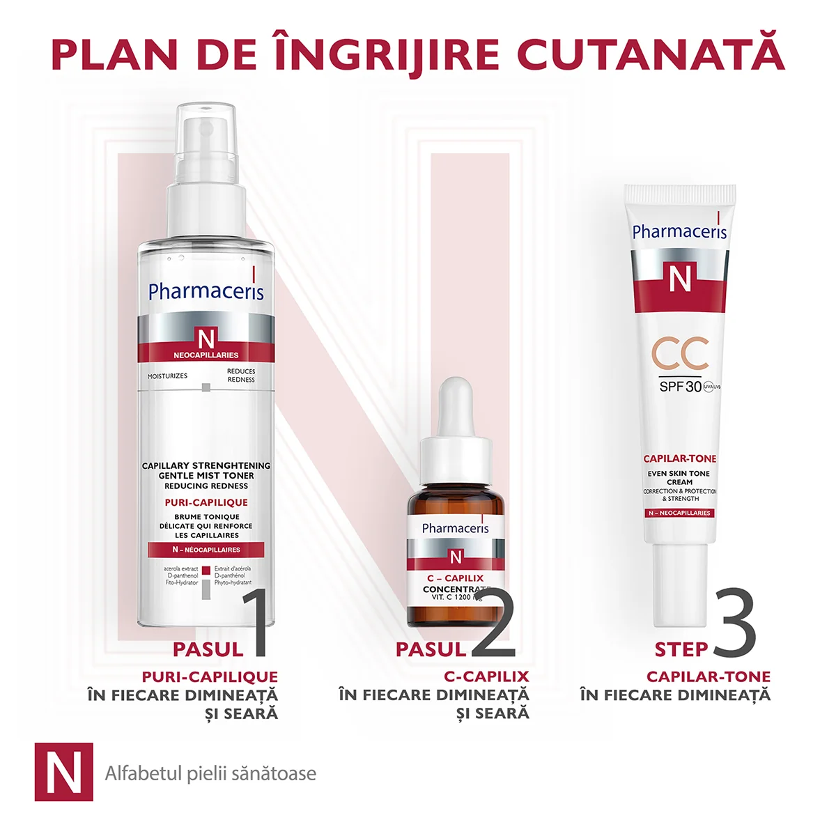 Crema de fata CC SPF30 Capilar-Tone N, 40ml, Pharmaceris