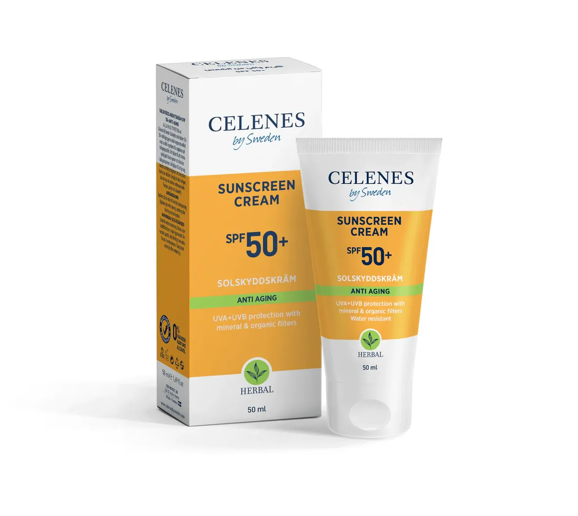 Crema anti-aging pentru protectie solara Herbal cu SPF50+, 50ml, Celenes 