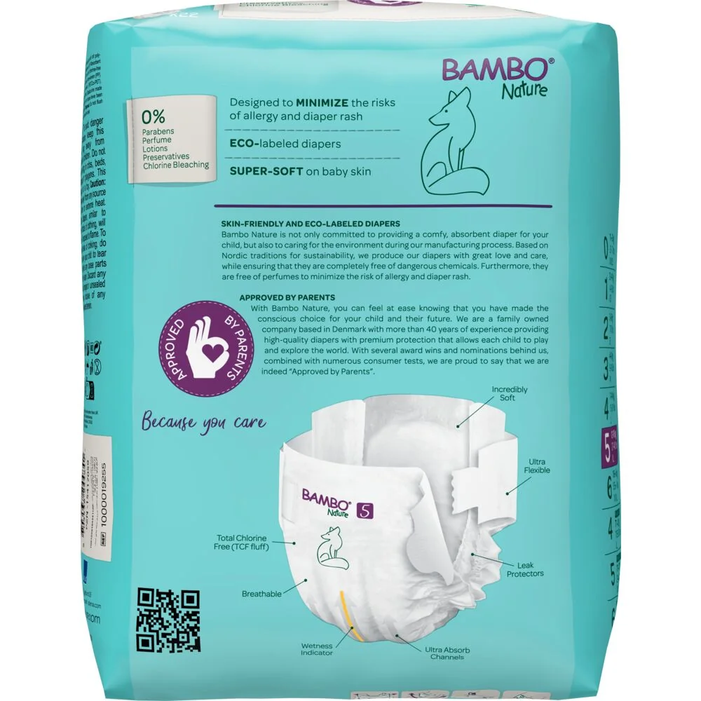 Scutece Ecolabel Nr. 5 pentru 12-18 kg, 22 bucati, Bambo Nature