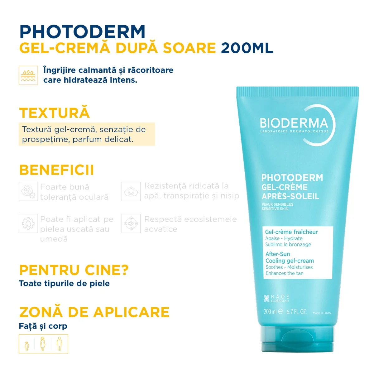 Gel-crema reparatoare dupa plaja Photoderm, 200ml, Bioderma