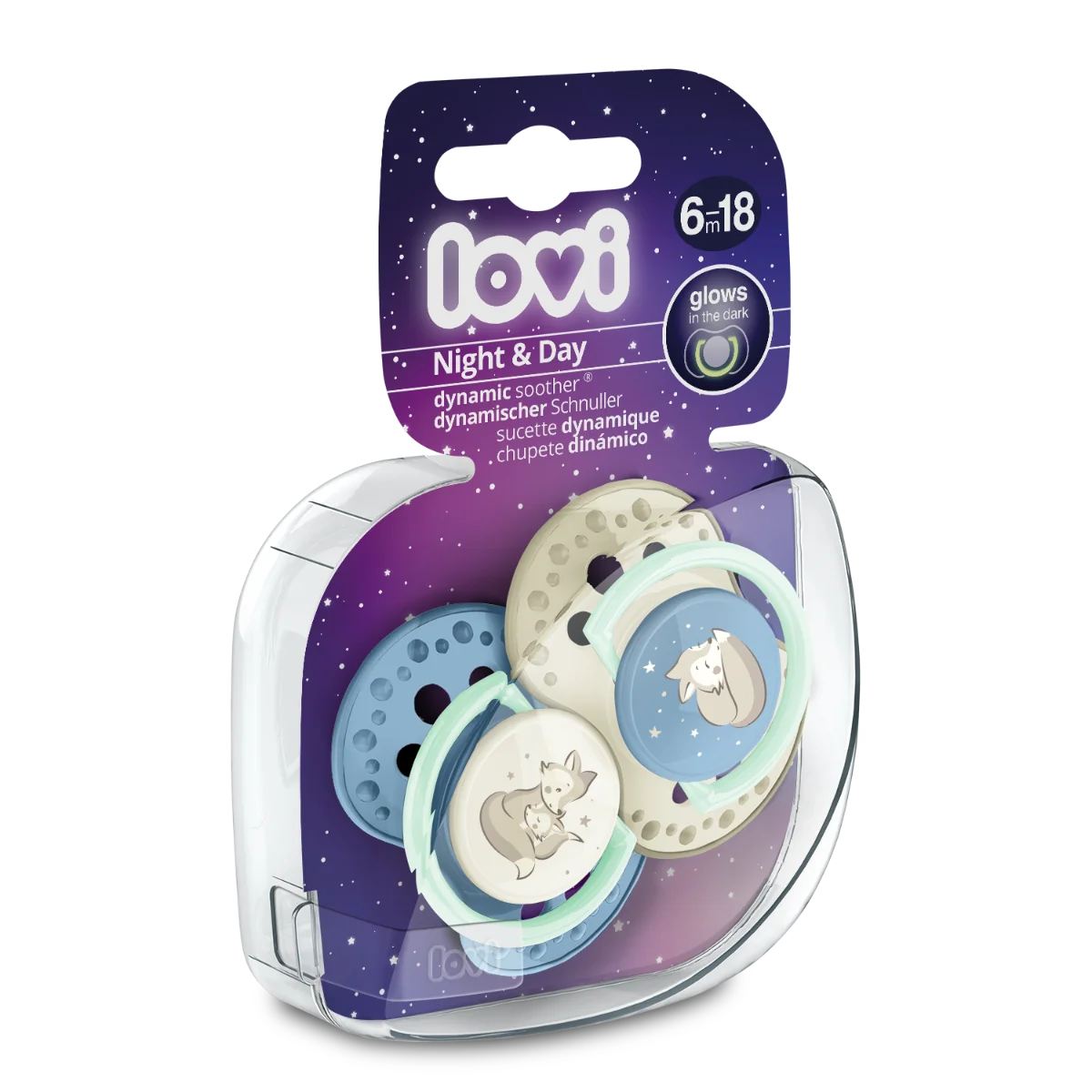 Set suzete din silicon pentru 6 - 18 luni Night&Day 22/915BOY, 2 bucati, LOVI