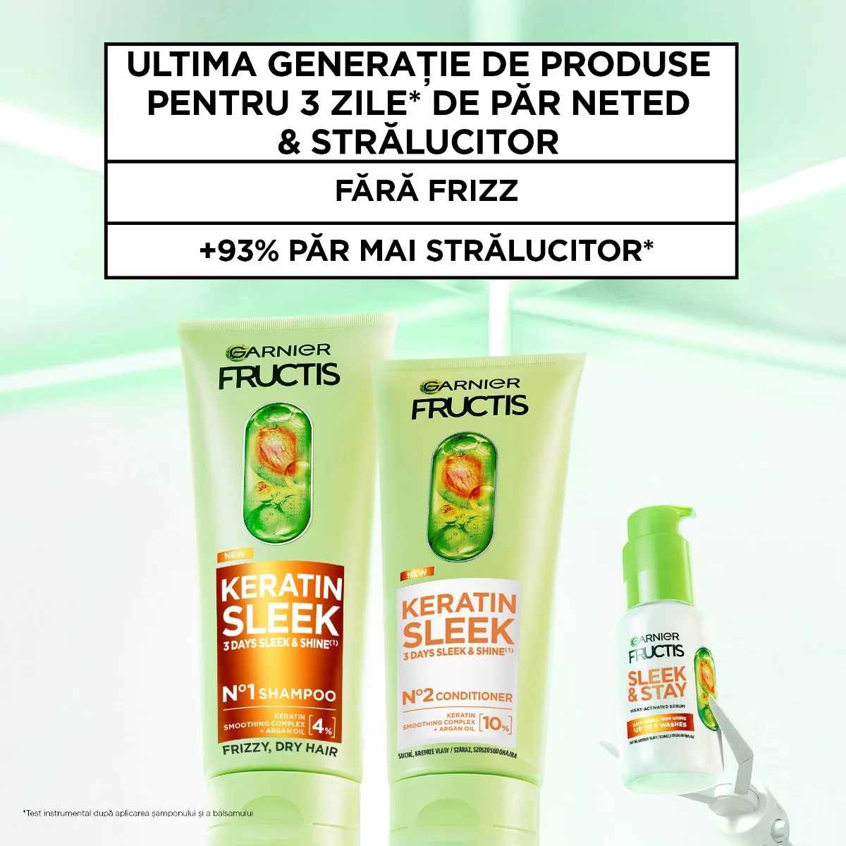 Balsam pentru par neted si stralucitor Fructis Keratin Sleek, 200ml, Garnier