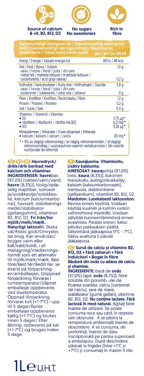 Bautura din ovaz neindulcita, 1000ml, Alpro 