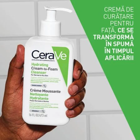Crema de curatare spumanta si hidratanta pentru ten normal-uscat, 473ml, CeraVe
