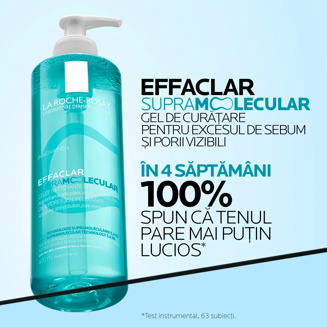Gel de curatare pentru excesul de sebum si porii vizibili Effaclar Supramolecular, 400ml, La Roche-Posay