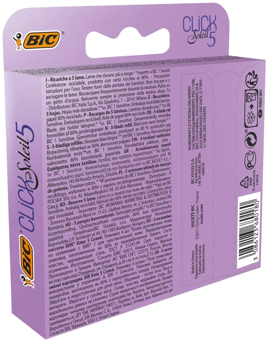 Aparat de ras Soleil Click, 4 bucati, BIC