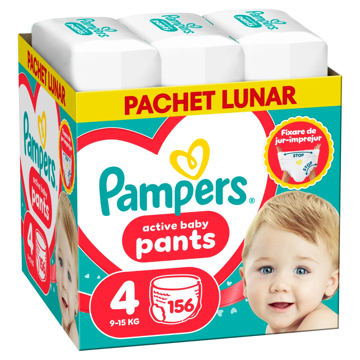 Scutece-chilotel Pants XXL Box Marimea 4 pentru 9-15 kg, 156 bucati, Pampers