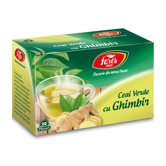 Ceai verde cu ghimbir, 20 plicuri, Fares