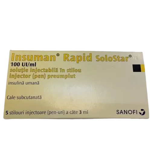 Insuman Basal 100UI/ml Solostar 3ml, 5 stilouri, Sanofi