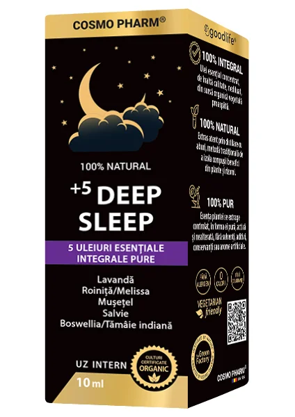 Mix de uleiuri esentiale integrale +5 Deep Sleep, 10ml, Cosmopharm 