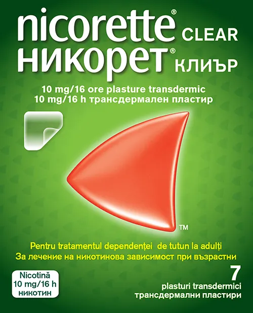 Nicorette® Clear 10mg/16h plasture transdermic, 7 plasturi, Johnson&Johnson 
