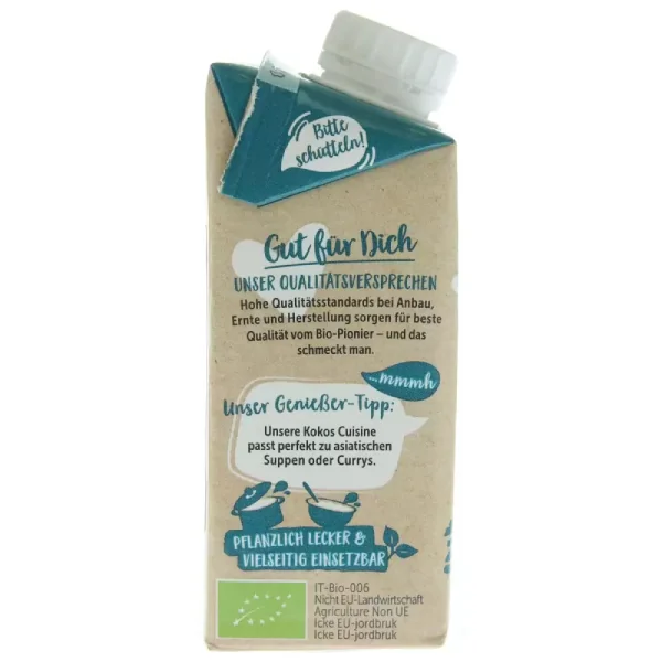 Crema lichida ecologica din cocos pentru gatit fara gluten si fara lactoza, 200ml, Allos