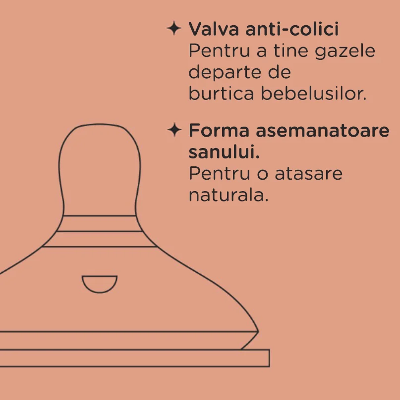 Tetina Natural Start cu flux mediu pentru 3 luni +, 2 bucati, Tommee Tippee