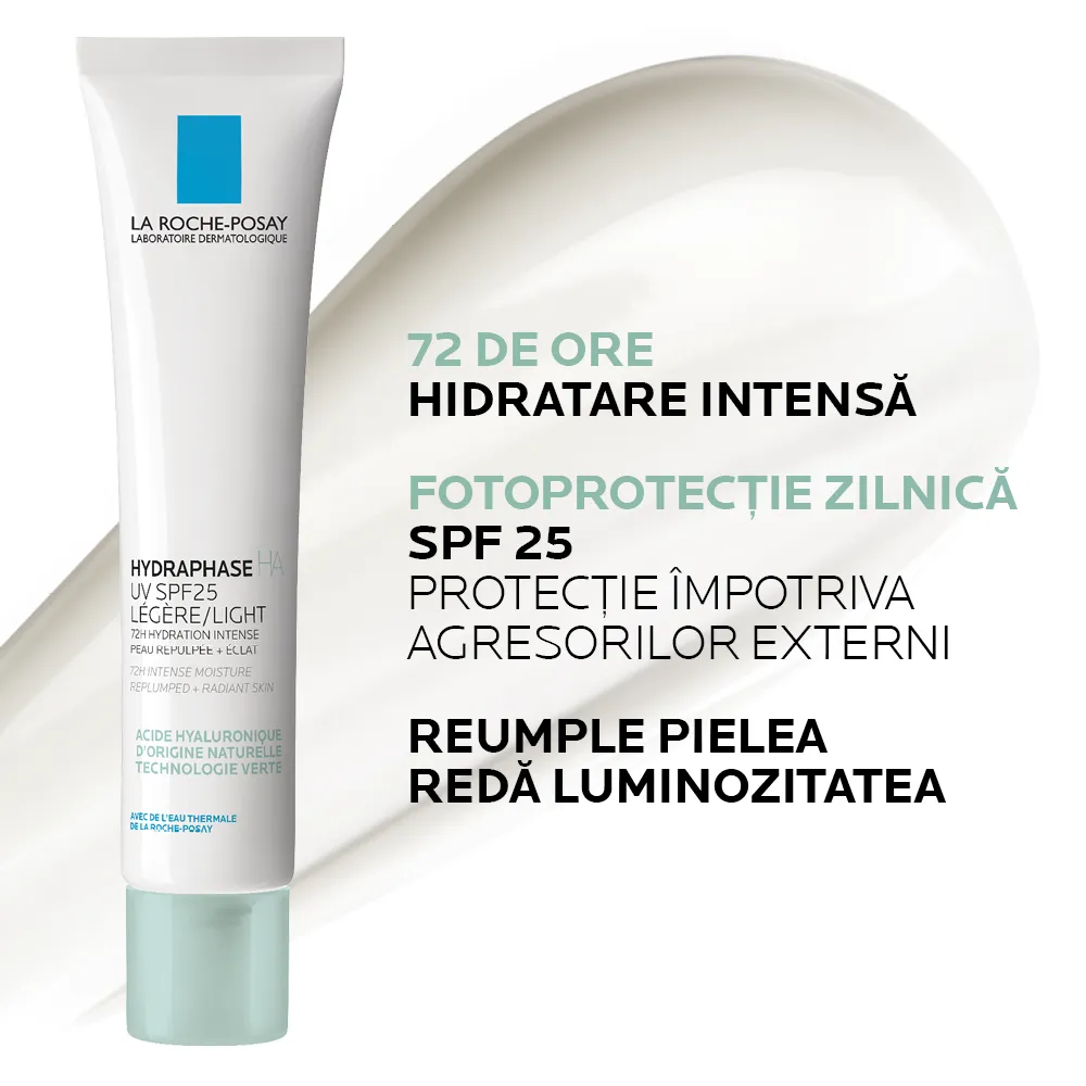 Crema hidratanta Hydraphase HA UV cu SPF 25 ten normal sau mixt, 40ml, La Roche-Posay 