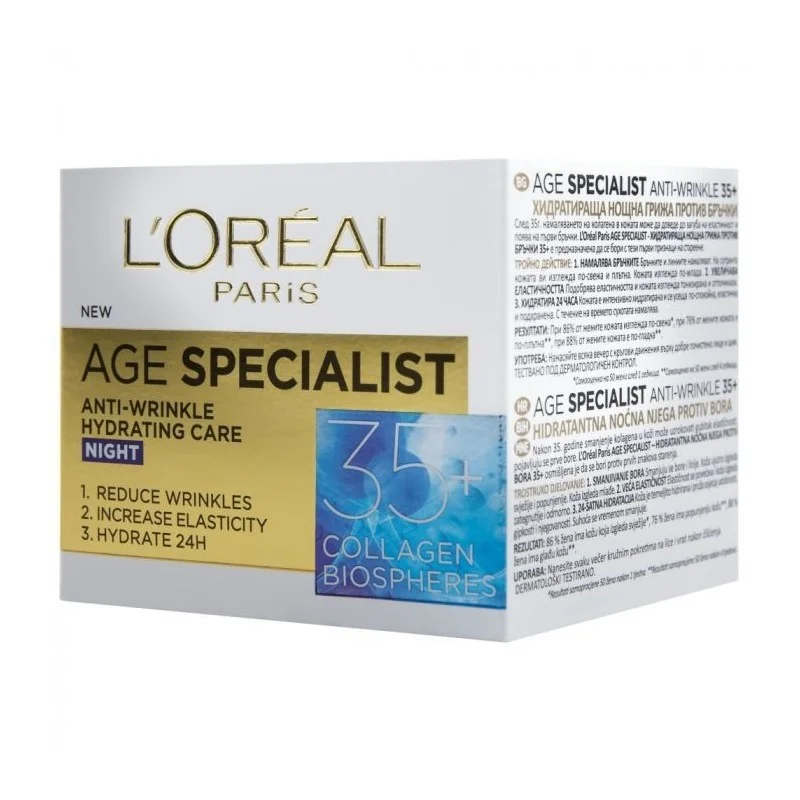 Crema antirid pentru fata de noapte Age Specialist 35+, 50ml, L'Oreal Paris 