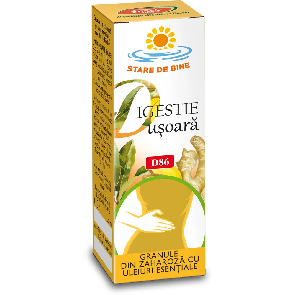 Granule din zaharoza cu uleiuri esentiale Digestie, 4g, Fares