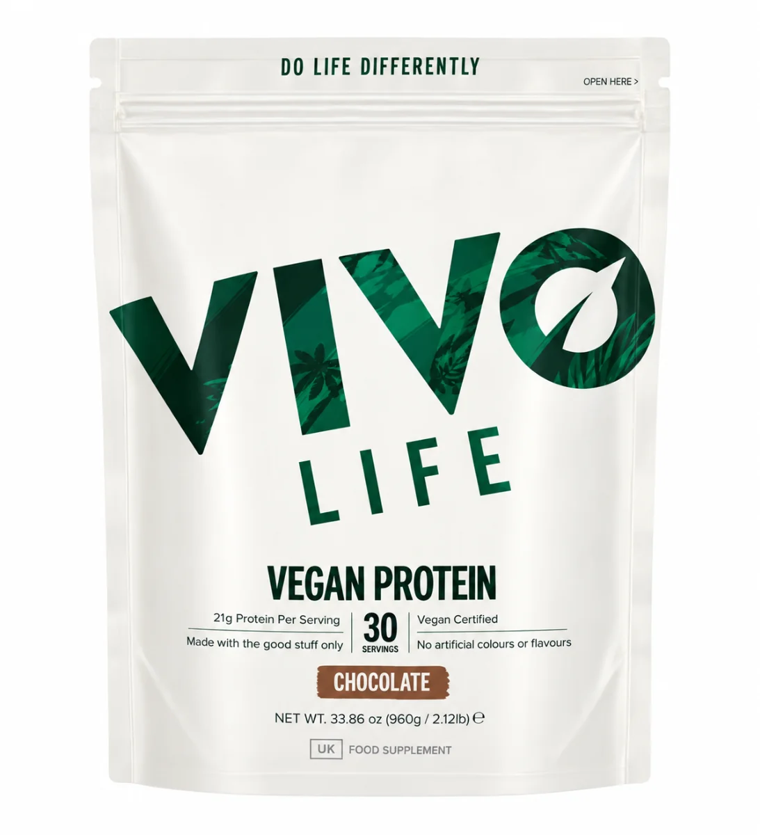 Proteine vegetale cu aroma de Ciocolata neagra Life, 960g, Vivo