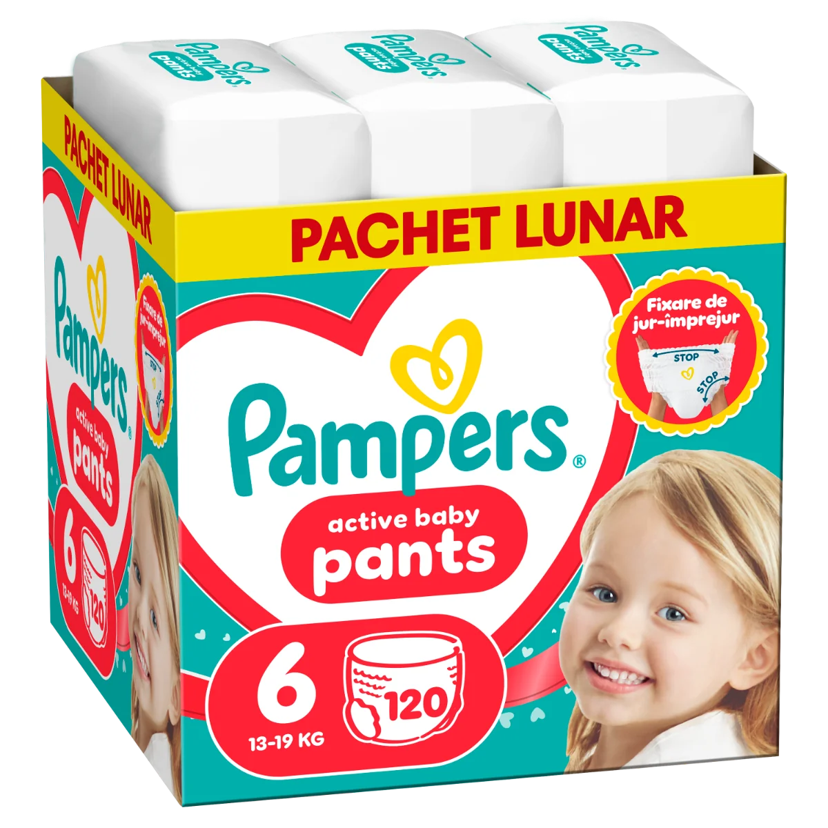 Scutece-chilotel Pants XXL Box Marimea 6 pentru +15kg, 120 bucati, Pampers 