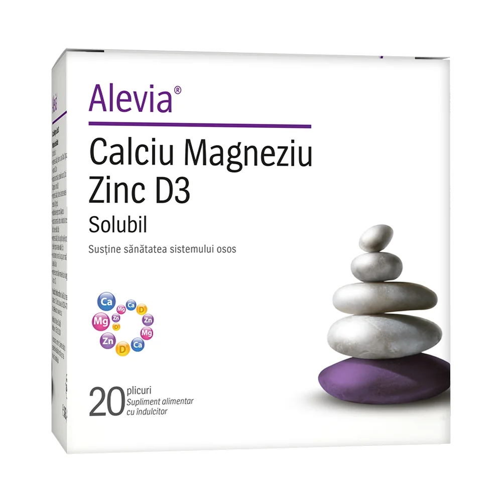 Calciu Magneziu Zinc, 20 plicuri, Alevia