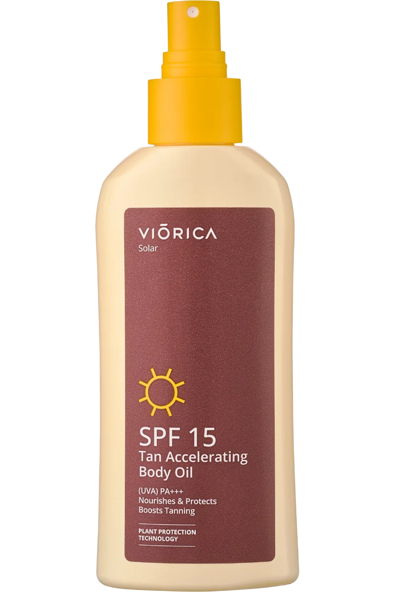 Ulei de corp pentru accelerarea bronzului SPF 15 Solar, 150ml, Viorica 