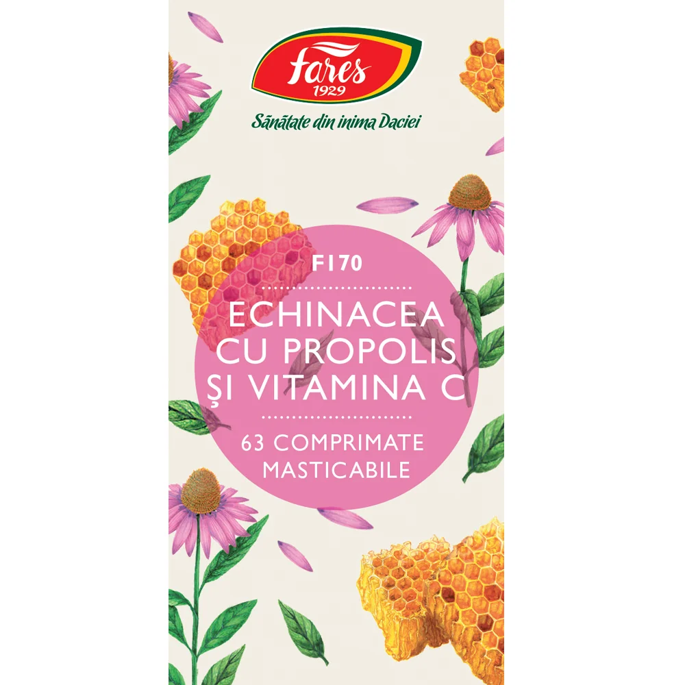 Echinacea cu propolis si vitamina C F170, 60 comprimate, Fares
