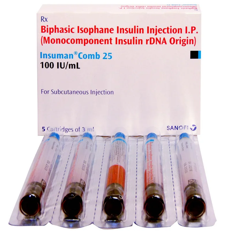 Insuman Comb 25 100UI/ml, 5 cartuse / 3ml, Sanofi