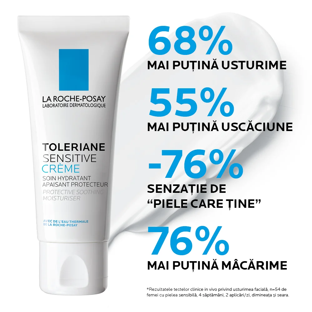 Crema hidratanta prebiotica pentru ten sensibil si uscat Toleriane Sensitive, 40ml, La Roche-Posay