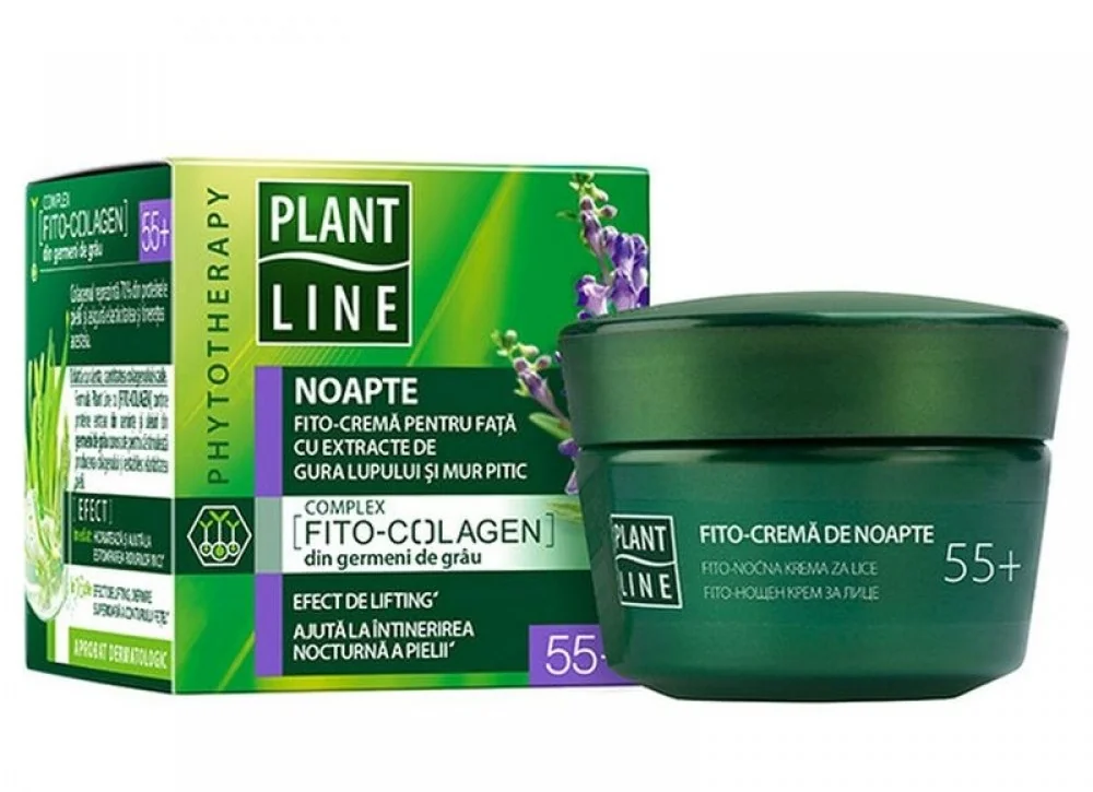 Crema de noapte cu extracte de gura lupului si mur pitic 55+, 45ml, Plant Line