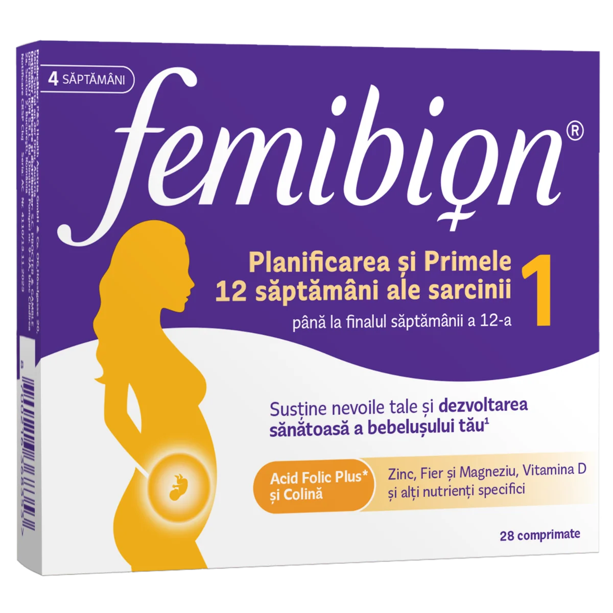 Femibion 1 Planificarea si Primele 12 Saptamani ale Sarcinii, 28 comprimate filmate